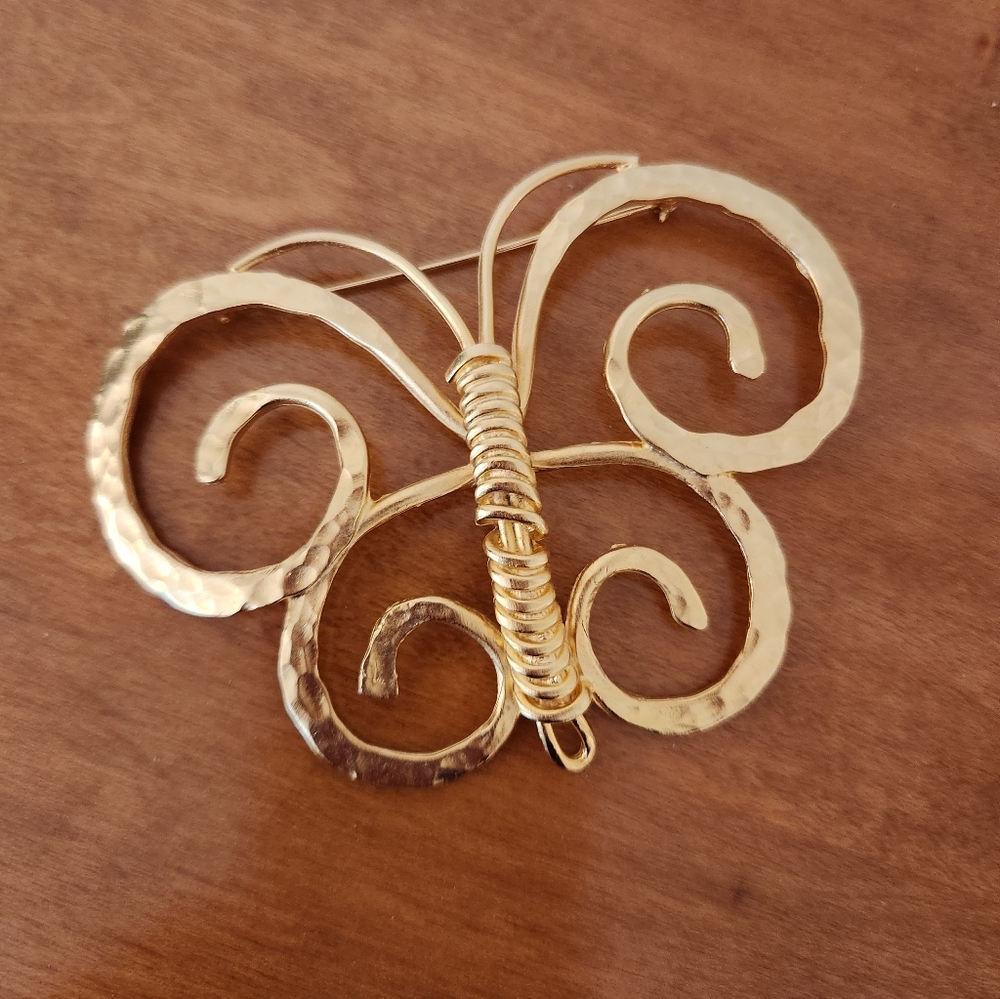 Premier Designs Gold Butterfly Swirl Brooch